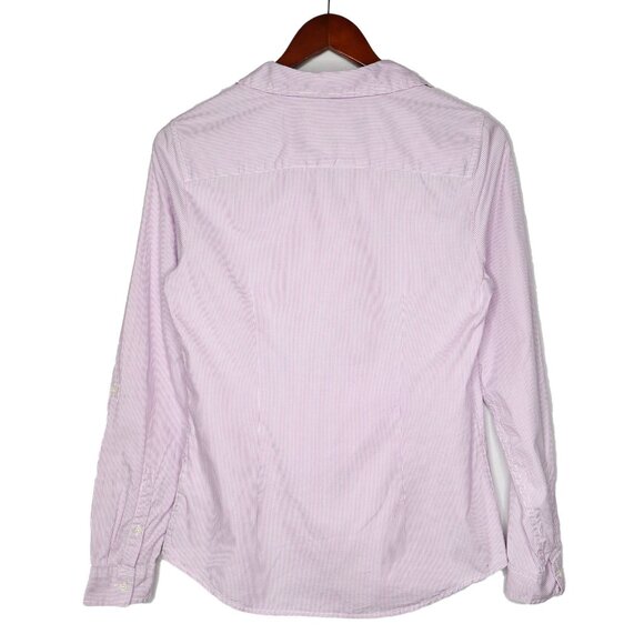 Tommy Hilfiger Pin Striped Cotton Button Down Shirt Classic Office Pink Purple - Picture 4 of 11